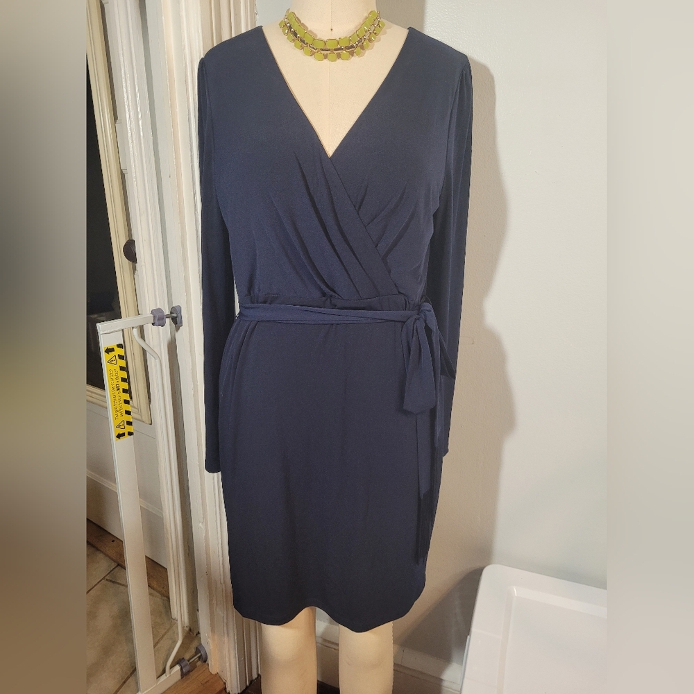 Elegant navy blue wrap dress. Jessica Simpson brand. Size 14. NWT